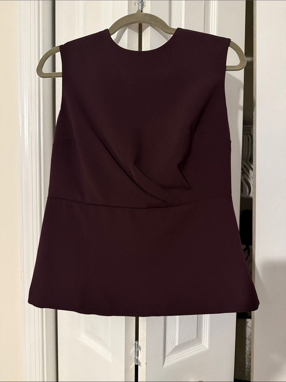 Ann Taylor Petite Sleeveless Draped Top in Plum